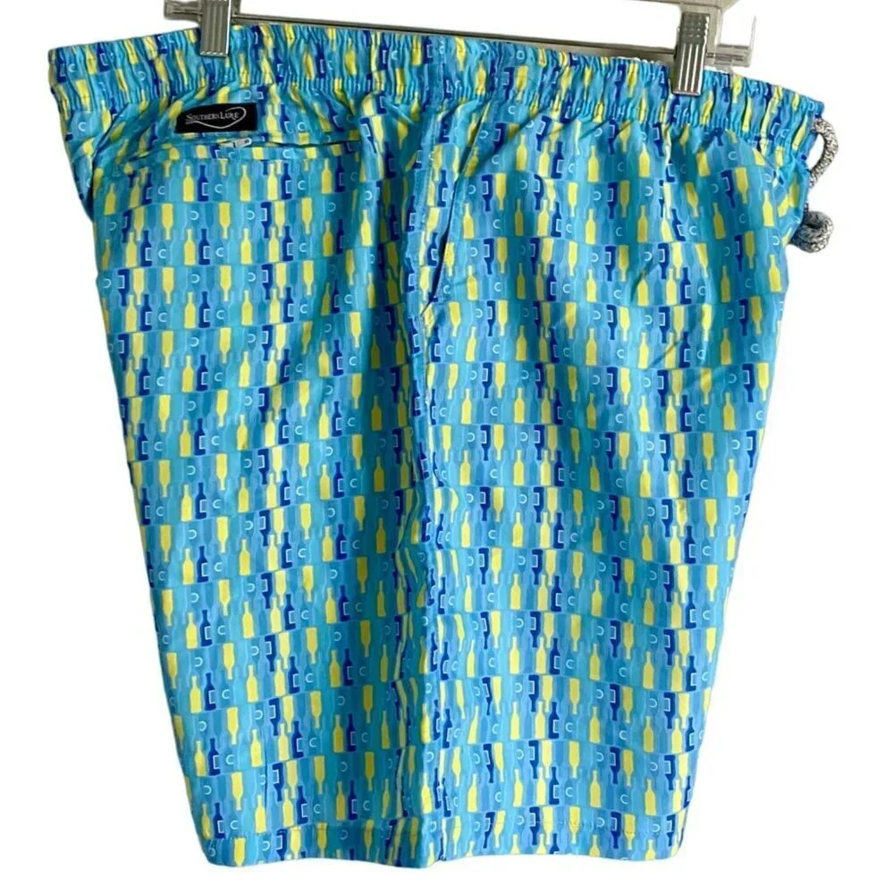 Southern Lure Get Hooked XL Men's Swim Trunks Pockets Bottle Print NEW NWT